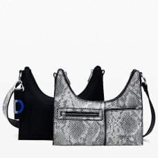 Desigual Delta Vega Small Shoulder Bag Removable Python Effect Black