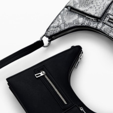 Desigual Delta Vega Small Shoulder Bag Removable Python Effect Black
