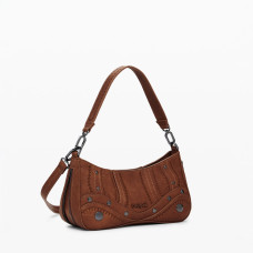 Desigual Embro Patch Small Clutch Faux Leather Camel