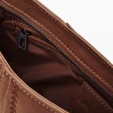 Desigual Embro Patch Small Clutch Faux Leather Camel