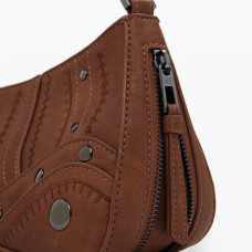 Desigual Embro Patch Small Clutch Faux Leather Camel