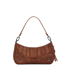 Desigual Embro Patch Small Clutch Faux Leather Camel