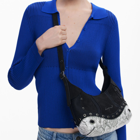 Desigual Snake Crossbody Bag Snake Print Black