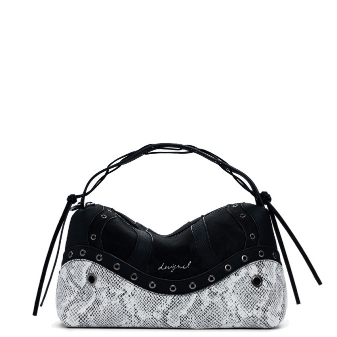 Desigual Snake Handbag M Snake Print Black