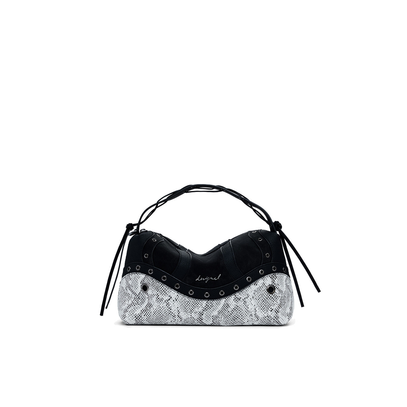 Desigual Snake Handbag M Snake Print Black