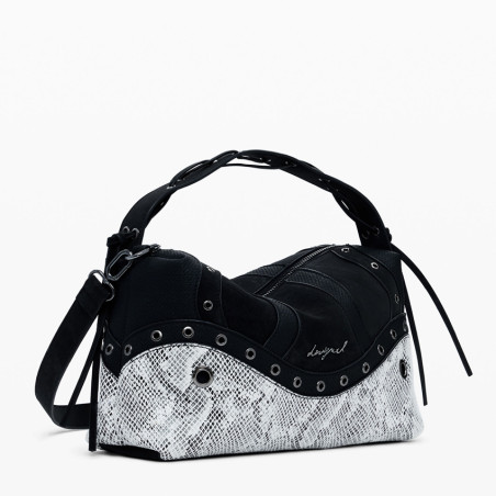Desigual Snake Handbag M Snake Print Black