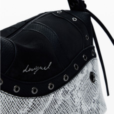 Desigual Snake Handbag M Snake Print Black