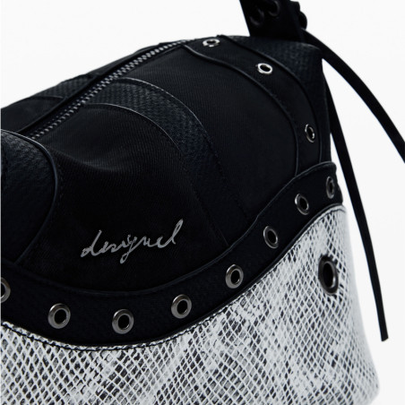 Desigual Snake Handbag M Snake Print Black