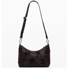 Desigual Stencil Flower Small Shoulder Bag Chocolate