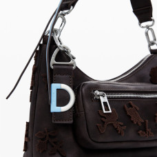 Desigual Stencil Flower Small Shoulder Bag Chocolate
