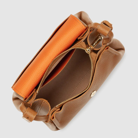 Lancaster Accordion Double Small Tote Bag 470-87 Camel-In-Orange