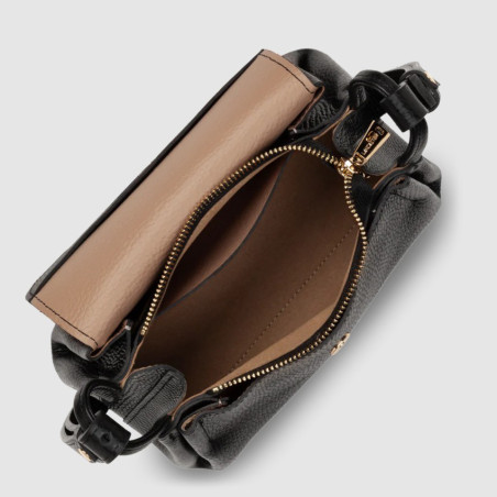Lancaster Accordion Double Small Tote Bag 470-87 Black-In-Nude