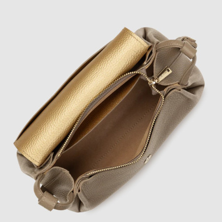 Lancaster Accordéon Double Sac Trotteur 470-88 Taupe-In-Or ouvert
