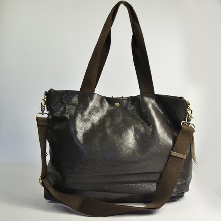 Mila Louise Maena LX1 Sac Shopping Irisé Fumé Kaki dos