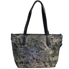 Mila Louise Nanon W Tote Bag Braided Leather Black Anthracite