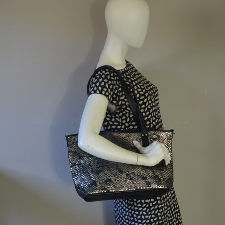Mila Louise Nanon W Tote Bag Braided Leather Black Anthracite
