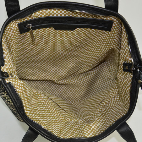 Mila Louise Nanon W Tote Bag Braided Leather Black Anthracite