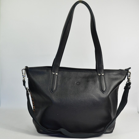 Mila Louise Nanon W Sac Cabas Cuir Tressé Noir Bronze dos