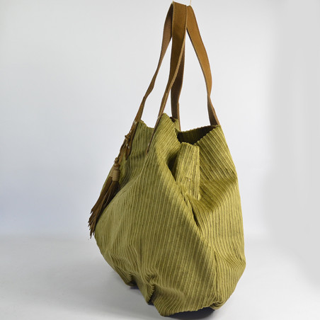 Mila Louise Nicole VFR1 Sac Shopping Velours Ocre cote