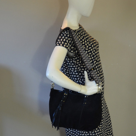 Mila Louise Nicole XS XV Petit Sac Shopping Cuir Noir porté épaule
