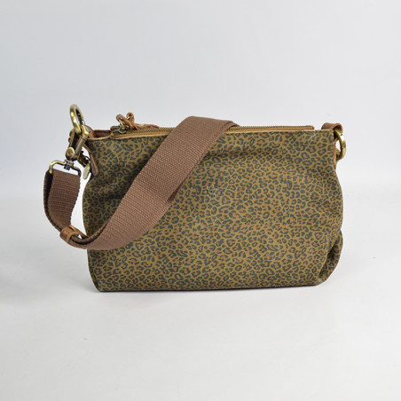 Mila Louise Noeli XS PA Leopard Shoulder Bag Canvas and Leather Ochre