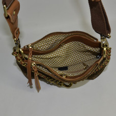 Mila Louise Noeli XS PA Leopard Shoulder Bag Canvas and Leather Ochre