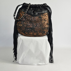 Mila Louise Nora W Sac Bourse Cuir Tressé Noir Bronze face