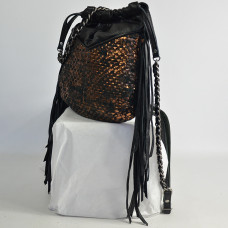 Mila Louise Nora W Woven Leather Crossbody Bag Black Bronze