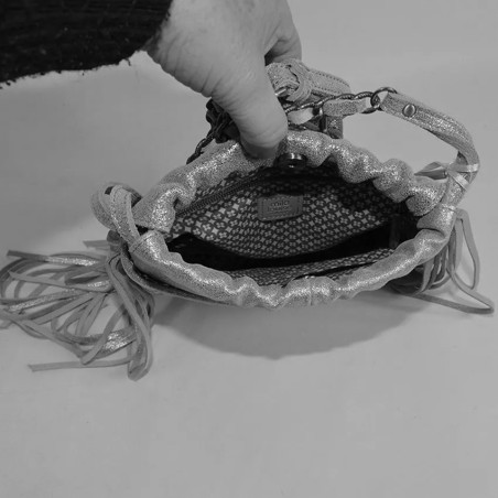 Mila Louise Nora W Woven Leather Crossbody Bag Black Bronze