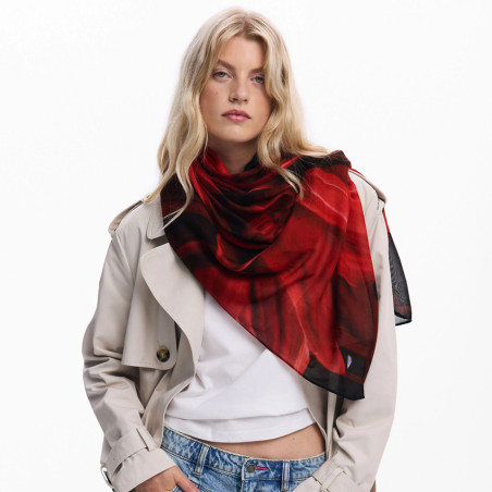 Desigual Flowerina Rectangular Scarf Black