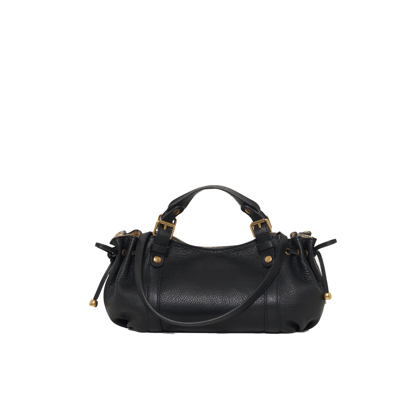Gérard Darel Le 12 Heures Mini Sac A Main En Cuir Grainé Noir/Or