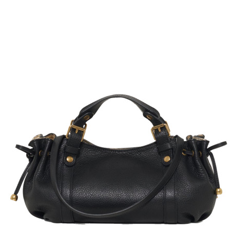 Gérard Darel The 12 Hours Mini Grainy Leather Handbag Black/Gold