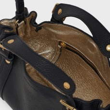 Gérard Darel The 12 Hours Mini Grainy Leather Handbag Black/Gold