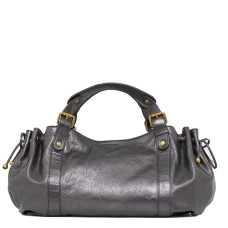 Gérard Darel Le 24 Heures Handbag Metallic Leather Asphalt