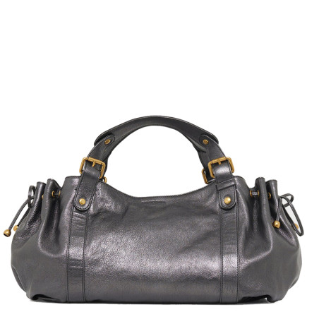 Gérard Darel Le 24 Heures Handbag Metallic Leather Asphalt