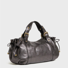 Gérard Darel Le 24 Heures Handbag Metallic Leather Asphalt