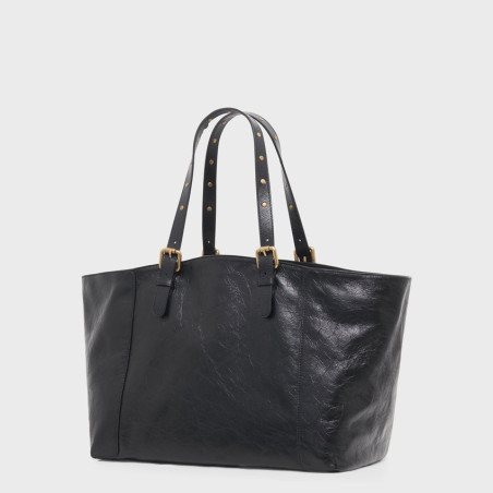 Gérard Darel Simple Bag Scrunchie Leather Tote Bag Black