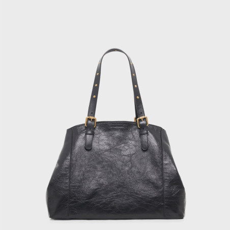 Gérard Darel Simple Bag Scrunchie Leather Tote Bag Black