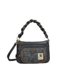 Anekke Boutique Shoulder Bag with Gathered Straps Blue