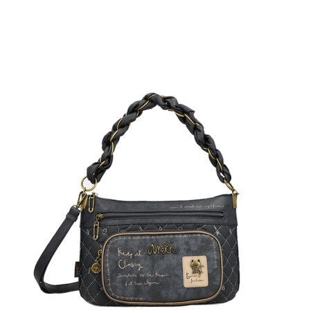 Anekke Boutique Shoulder Bag with Gathered Straps Blue