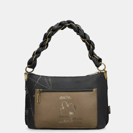 Anekke Boutique Shoulder Bag with Gathered Straps Blue