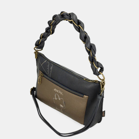 Anekke Boutique Shoulder Bag with Gathered Straps Blue