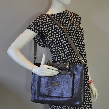 Mila Louise Piper XL LX1 Sac Ordinateur 15" Et Porte Documents Fumé Kaki porté