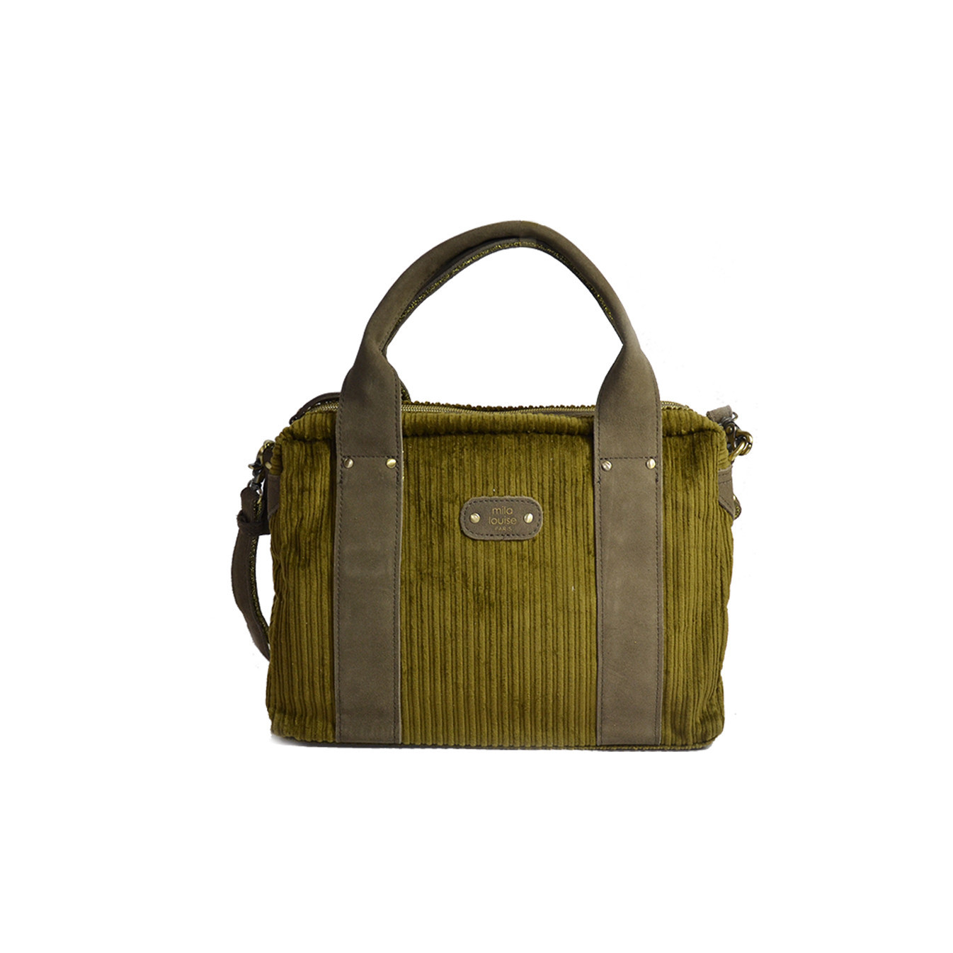 Mila Louise Mapa VFR1 Sac Business 2 Compartiments Velours Fumé Kaki