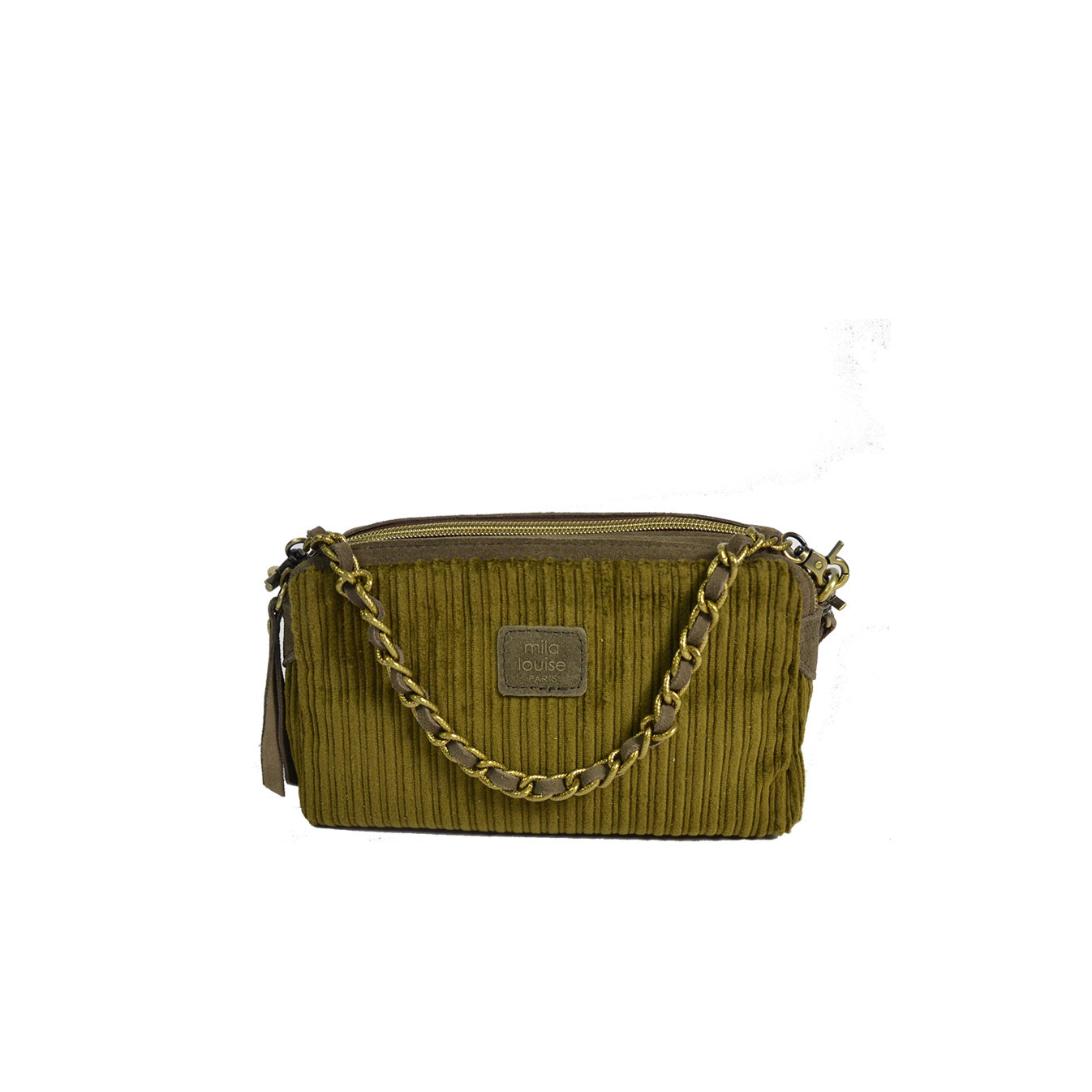 Mila Louise Mama XS VFR1 Petit Sac Trotteur Velours Fumé Kaki