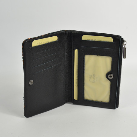 Mila Louise Prun W Portefeuille Et Cartes Noir Bronze ouvert