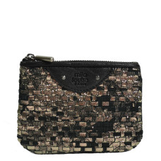 Mila Louise Briny XS W Small Woven Leather Wallet Black Anthracite