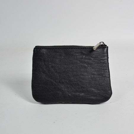 Mila Louise Briny XS W Small Woven Leather Wallet Black Anthracite