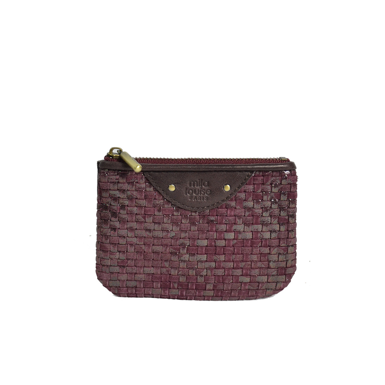 Mila Louise Briny XS W Small Woven Leather Purse Purple