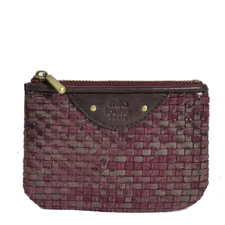 Mila Louise Briny XS W Small Woven Leather Purse Purple